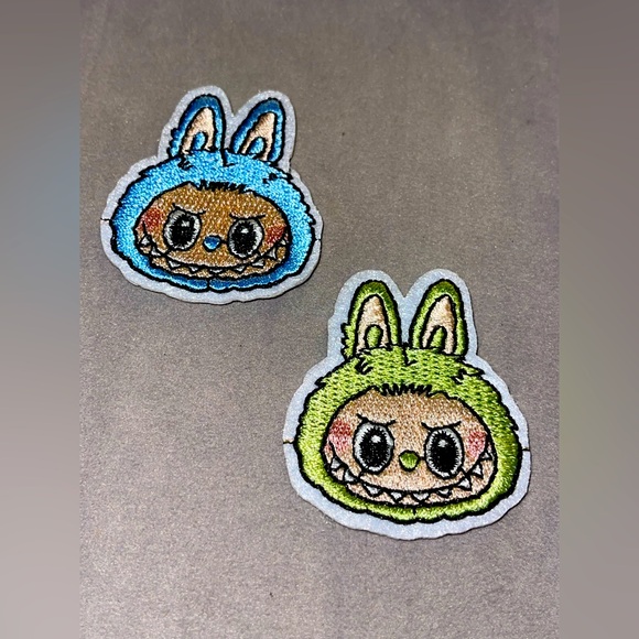 Labubu 2 Iron on Patches. Blue and Green Labubu. NIP - Picture 1 of 4